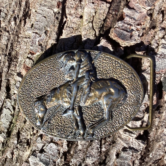 Vintage Spec-Cast Denver CO 1981 J.E. Fraser Native American Brass Belt Buckle main image 9
